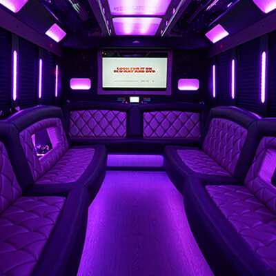 purple neon lights on bus