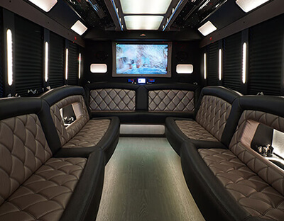 large flat screen tv on bus