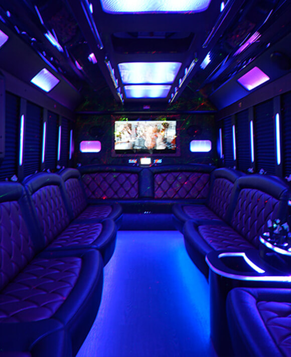 party bus rental interior