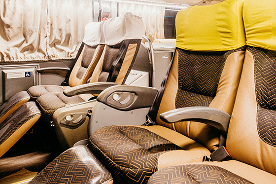 charter bus with reclining seats