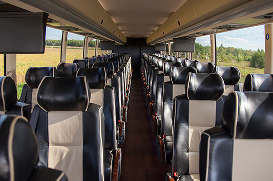inside a charter bus